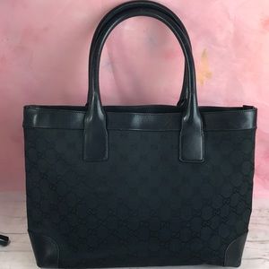 Gucci Monogram Black Canvas Leather Bag